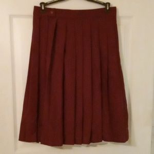 Maroon Pleated Skirt